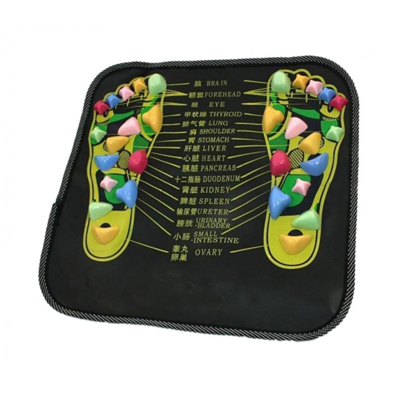 Reflexology Stone Foot Massager Mat Acupuncture Foot Leg Spa Cushion Massaging Carpet, Pain Relief - 34x34cm