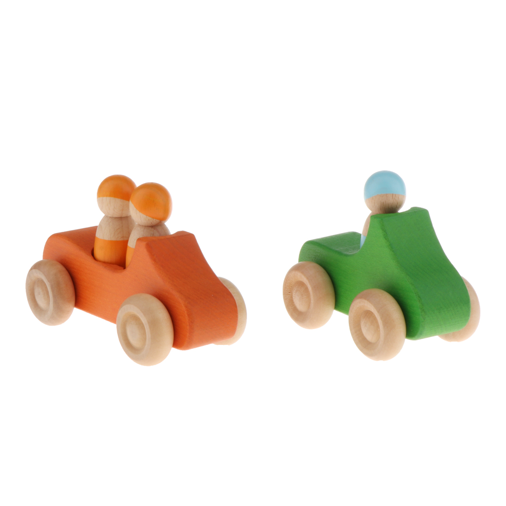7x Mini Wood Wooden Toys Lovely Vehicle Car Wooden Toys for Toddler Girls