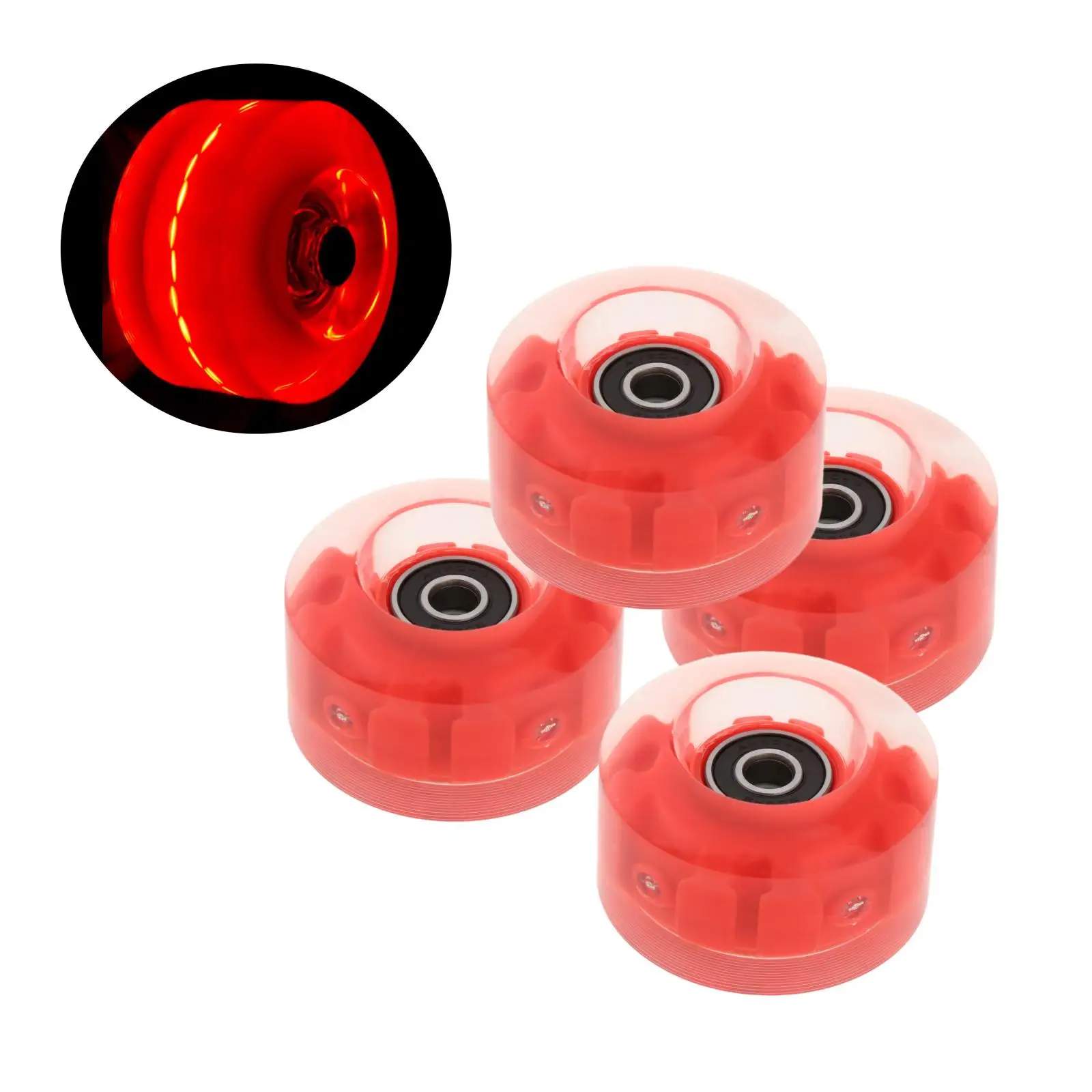 4Pack Quad Roller Skate Wheels Light Up w/ Bearings for Double Row Skating