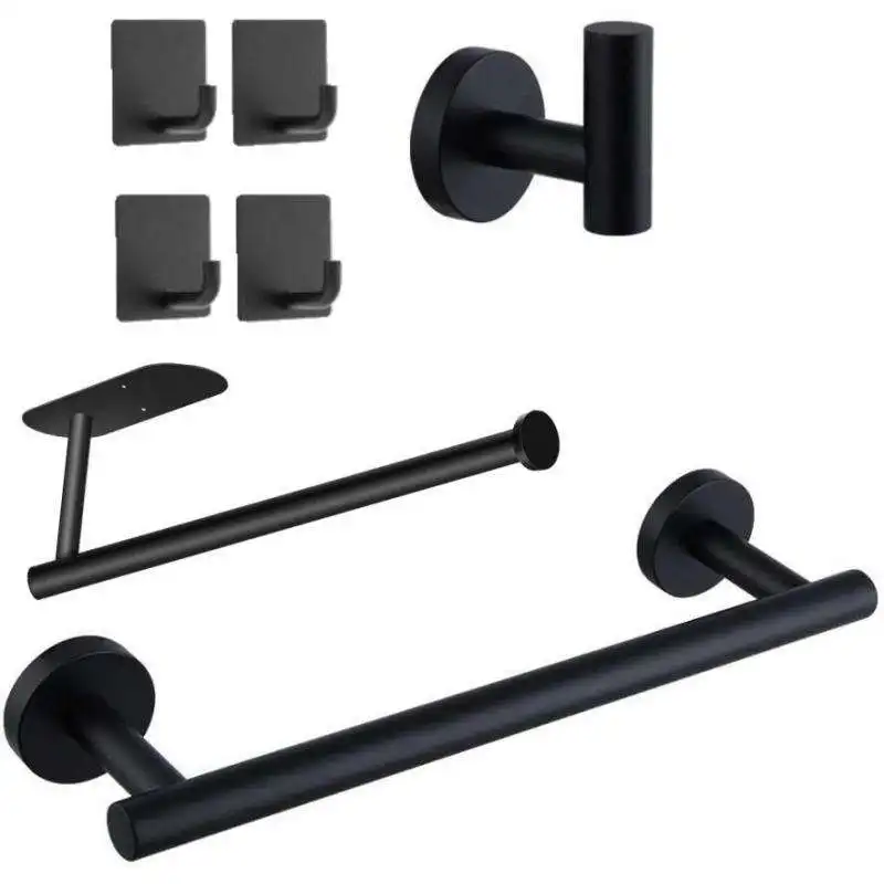 7pieces 304 Stainless Steel Wall Mount Bathroom Hardware Set Towel Bar Tissue Paper Holder for Washroom