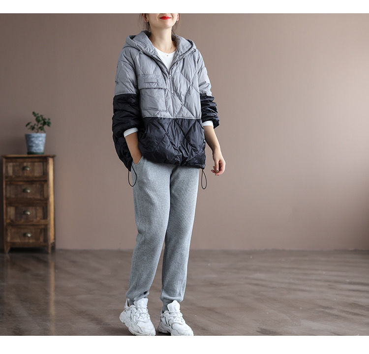 2021 Women's Autumn and Winter New Lightweight Jacket Casual Loose Hooded Pullover Warm Puffer Jacket Women's Clothing   J15478