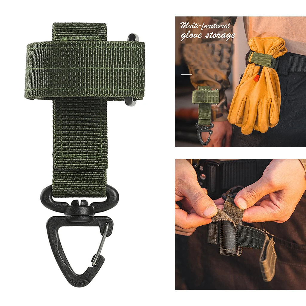 Molle Glove Holder Strap Belt Rope Hanger Hanging Keys Grabber Swivel Clip