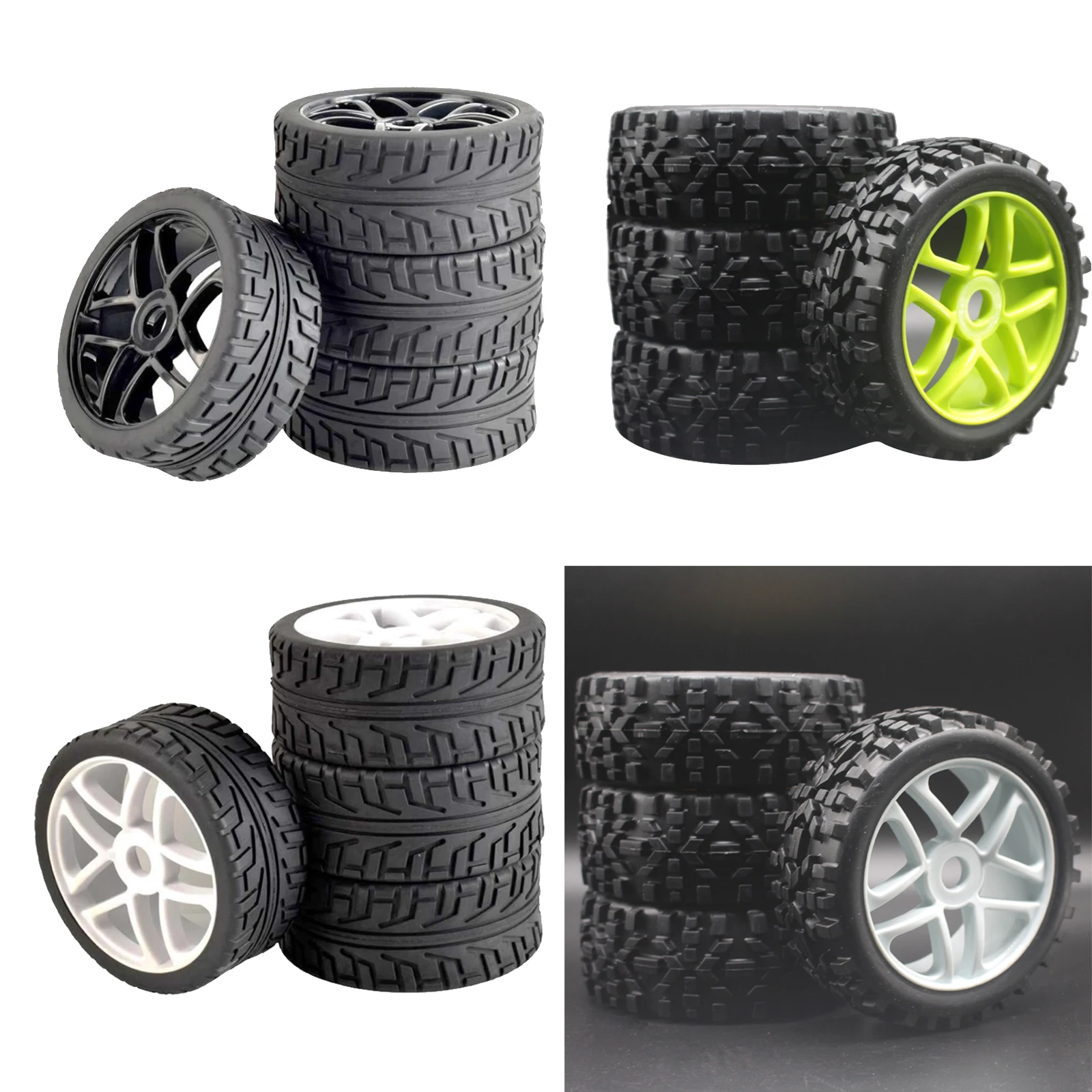 4x 1:8 RC Short Course Rubber Tire for HSP HoBao Model DIY Accessories