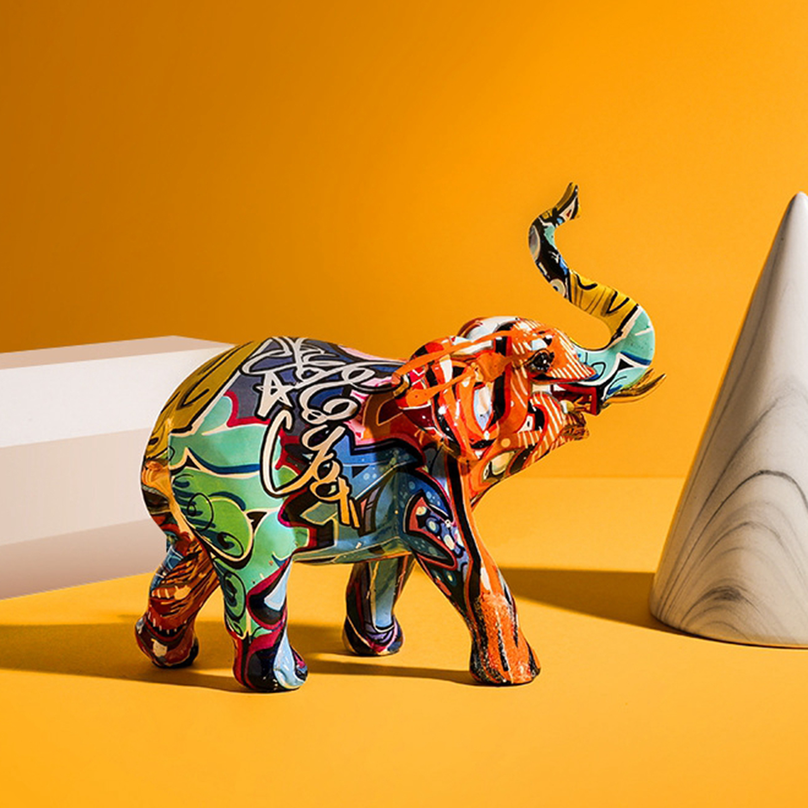 Multicolor Mini Elephant Figurine Collectable Resin Sculpture Wine Cabinet Decor