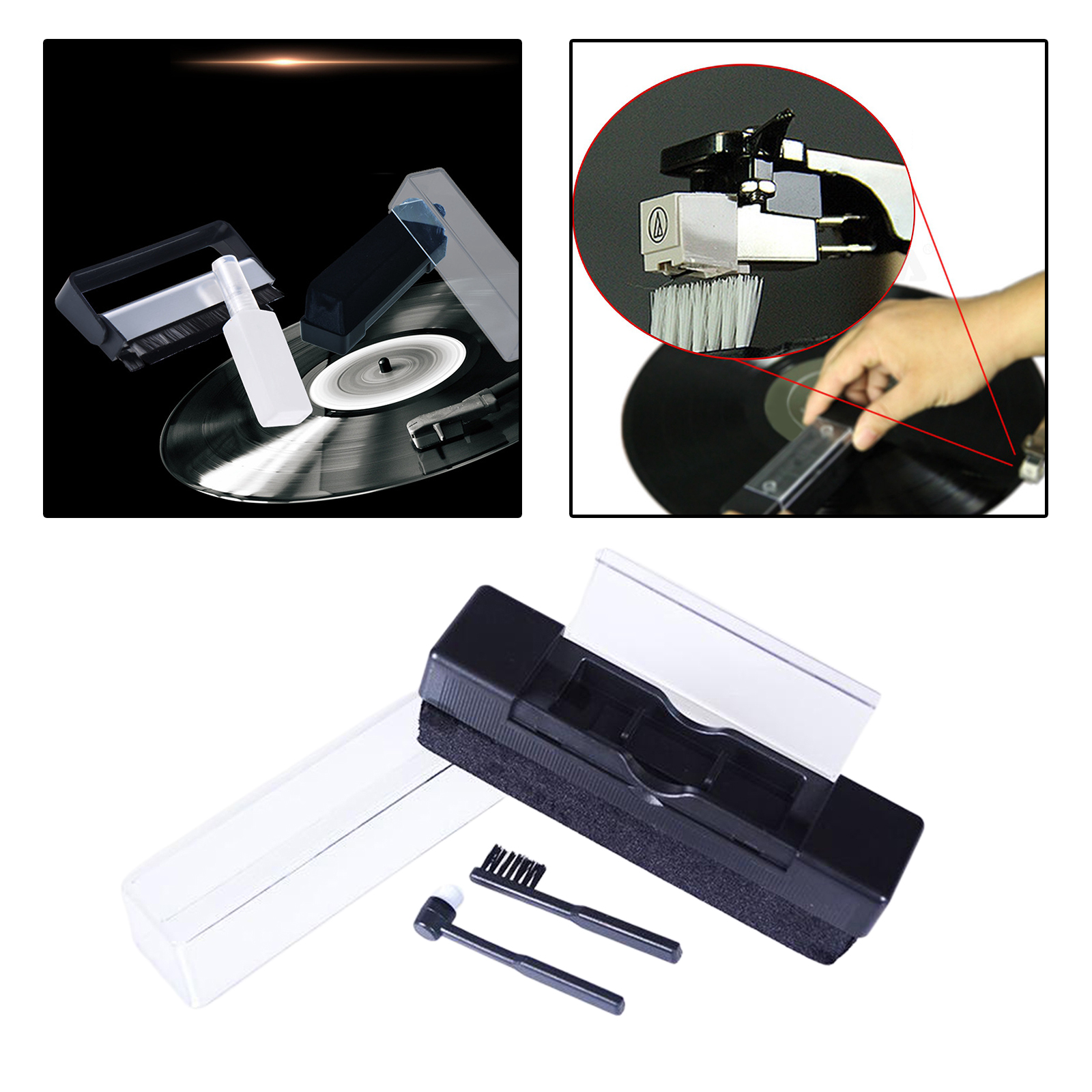 3 in 1 Record Cleaner Anti Static Velvet Cleaning Brush for Turntables, No More Residue