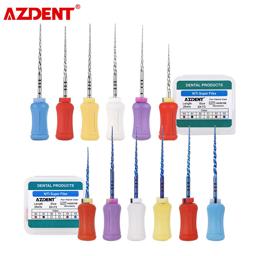 Best of AZDENT 6pcs / Box Dental Endodontic NiTi Files Heat Activated Root Canal File Hand Use Super Rotary File SX-F3 25mm 1.5-3N.cm Reviews & Tips