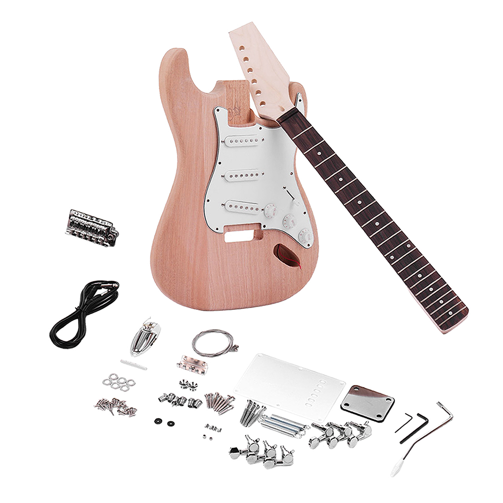 Unfinished DIY Electric Guitar Kit Mahogany Wooden Replacements Parts for ST Style Guitar Lovers Gift