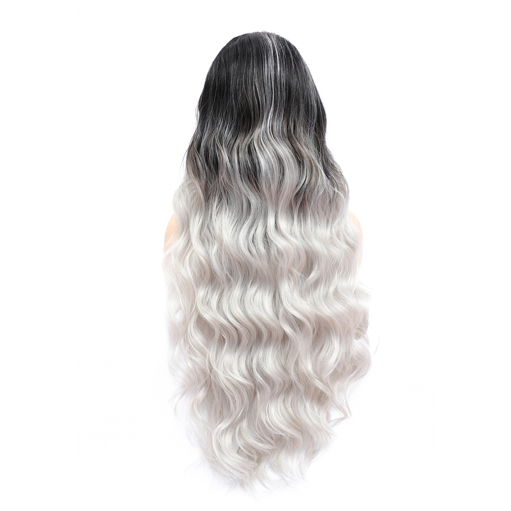 Polegadas para Mulheres Resistente ao Calor Fofinha de 32 Per-peruca Lace Front Sintética Feminina Comprida Ondulada Macia Negras Fibra 5 Apliques e perucas