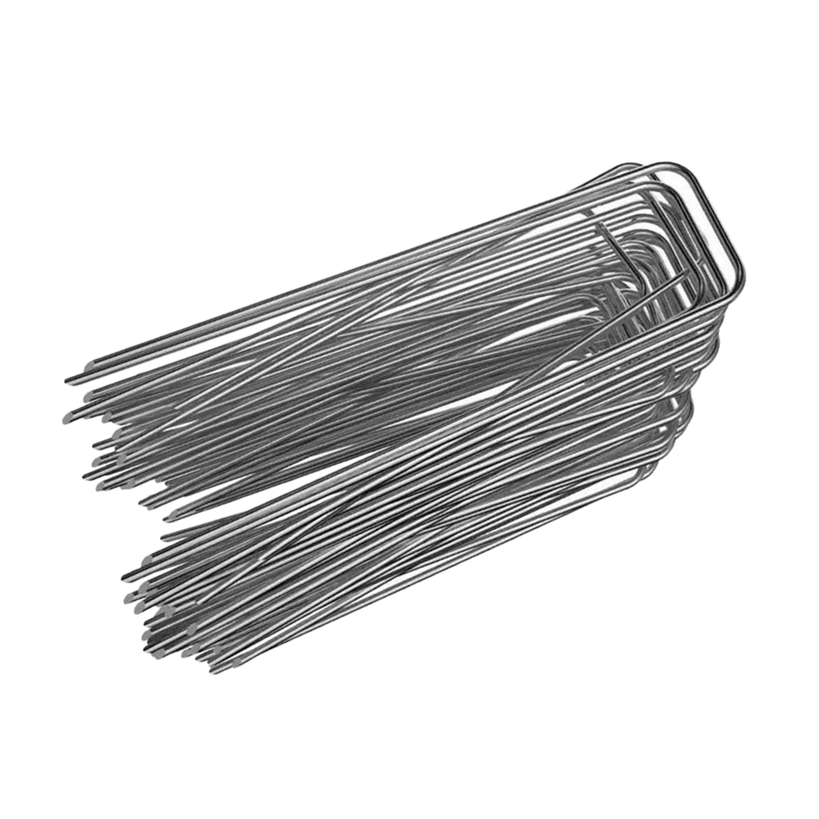 50x Rust-Free 6 Inch Landscape Staples U Stakes Round Anchor Fabric Pins