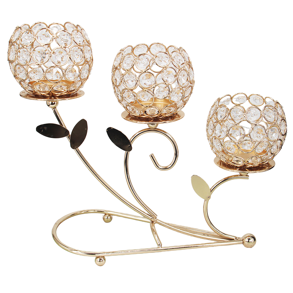 Candle Holder 3-Arm Candelabra Desktop Centerpiece Cabinet Home Decoration