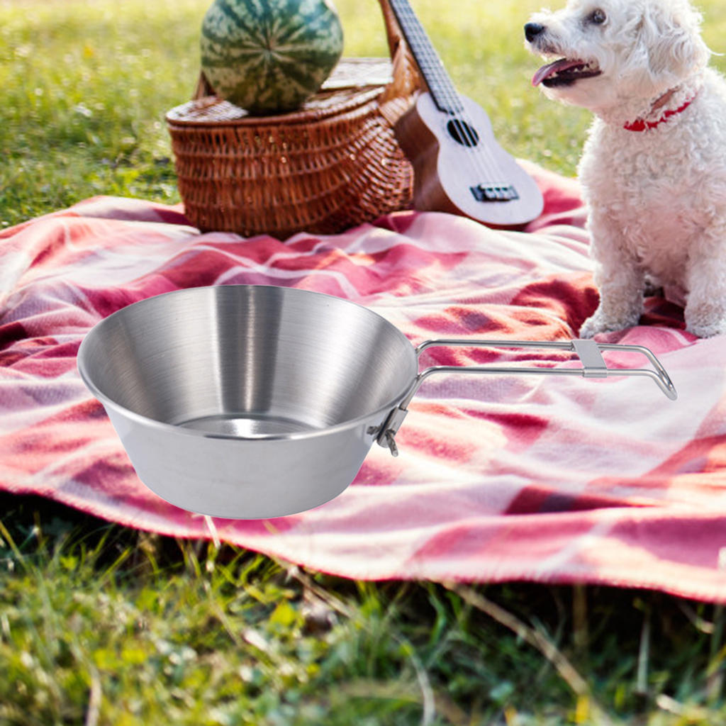 Folding Bowl Campfire Kettle Stainless Steel Folding Handle for Cooking