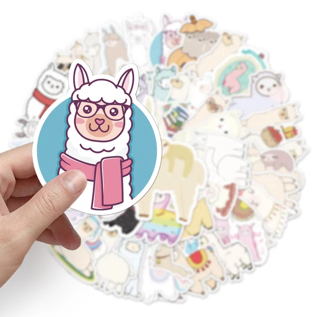 Adesivo alpaca bonito para crianças, 50 peças, desenho animado kawaii  animais de lã, adesivos para laptop, capacete de bicicleta, bagagem,  brinquedos de papelaria para crianças