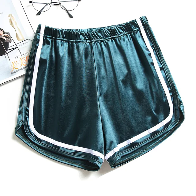  Womens Blue Satin Cheeky Booty Shorts Shiny Yoga Pants  Dolphin Shorts Outfits M