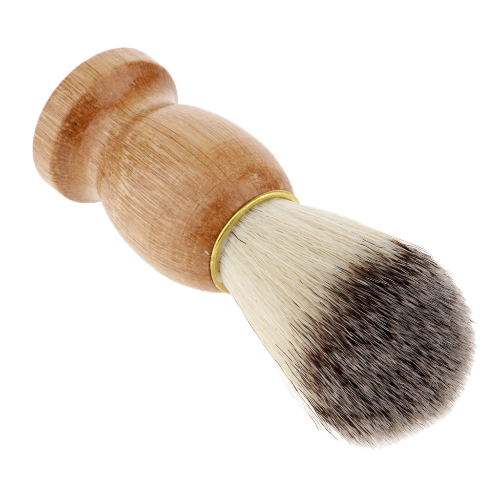 Mens Shaving Brush Beard Cutting Hair Removal Barber Shave Tool Wood Handle