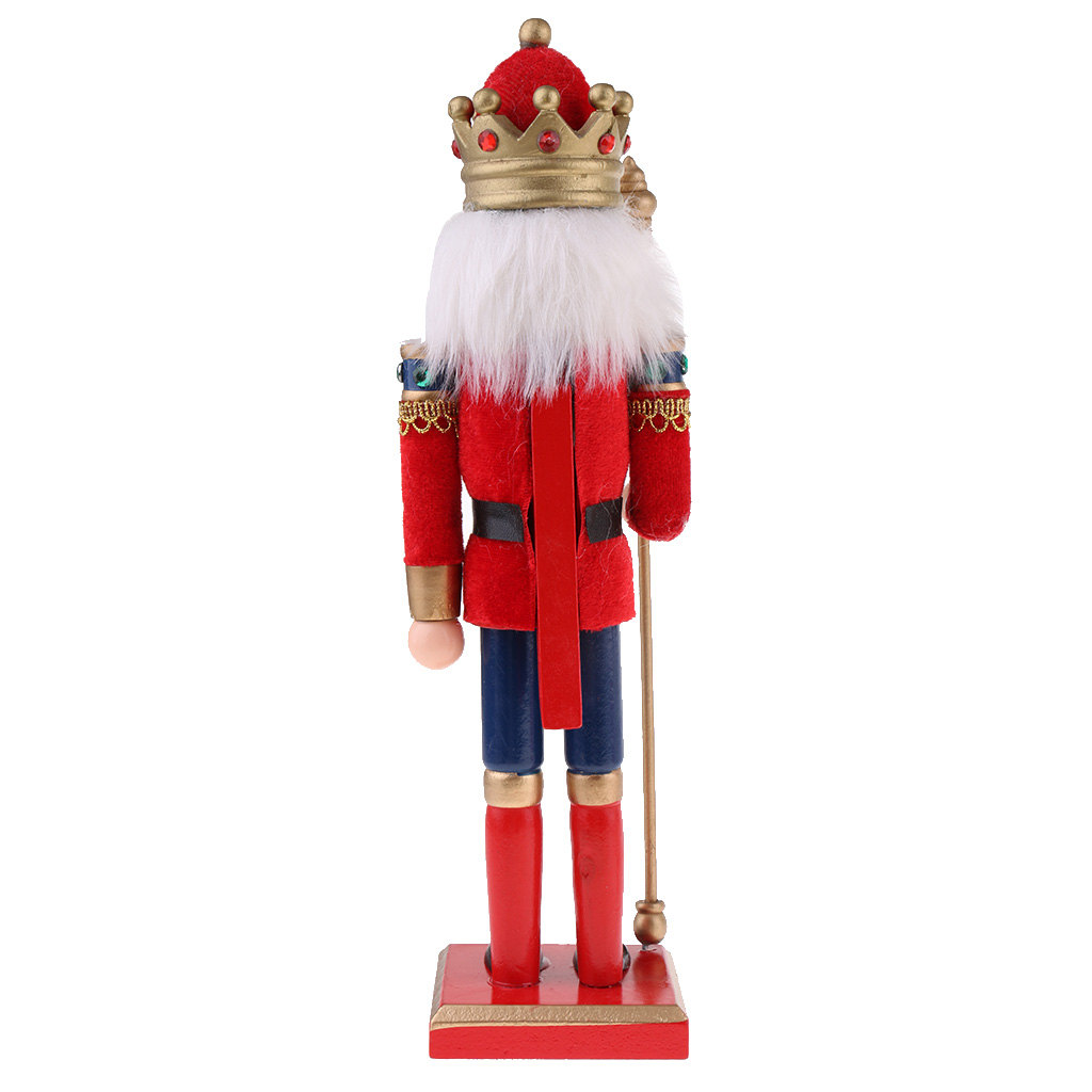 2x30cm Wooden Nutcracker Solider Figures Model Puppet Doll Toy Home Decor Red