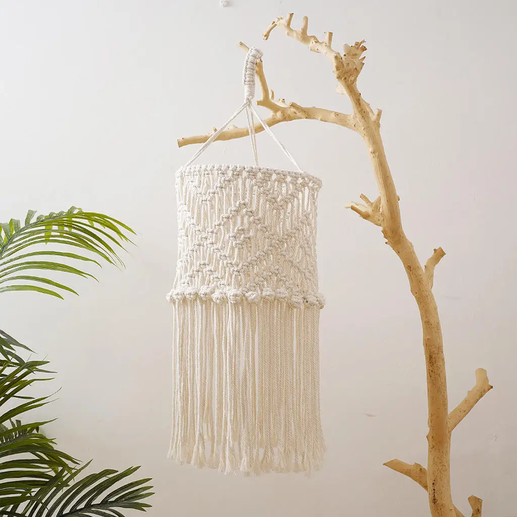 Lampshade Boho Macrame Woven Tapestry Wall Hanging Light Cover Room Office