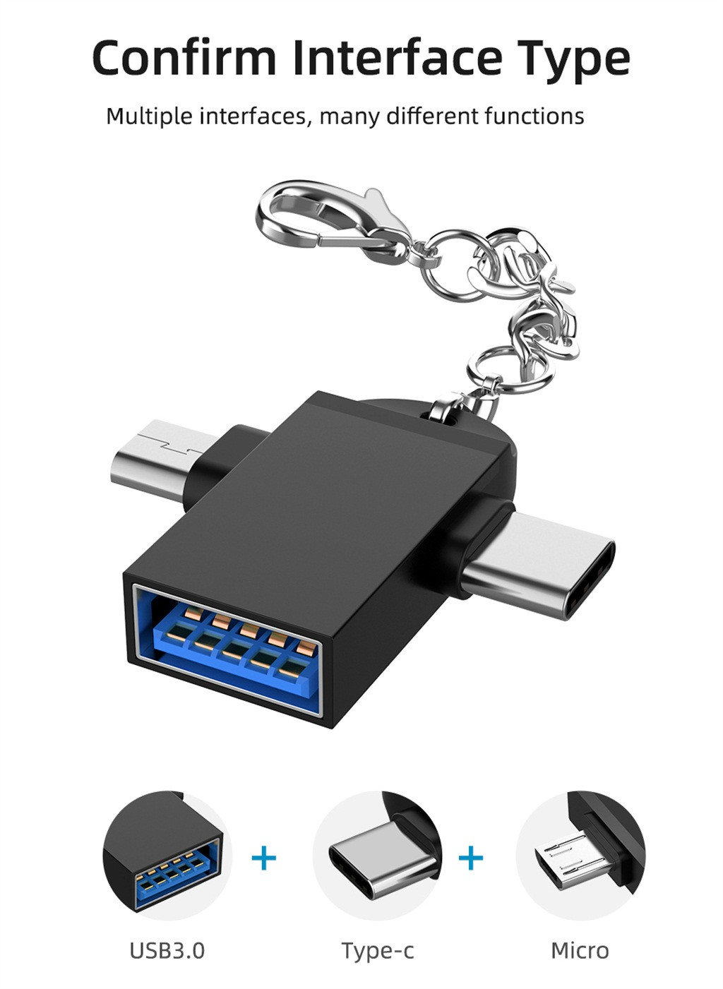 Высокоскоростной Переходник 2 в 1 USB 3,0 Micro USB Type C OTG Type C USB  адаптер флеш-накопитель мышь коннектор для смартфонов планшетов | AliExpress