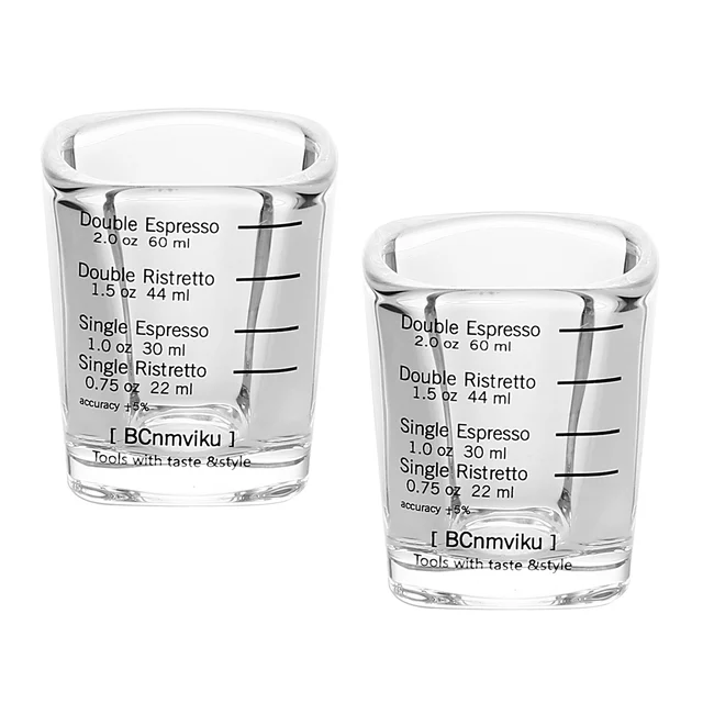 BCnmviku 1 Pack Espresso Shot Glasses Measuring Cup Liquid Heavy Glass for  Baristas 2oz for Single Shot of Ristrettos