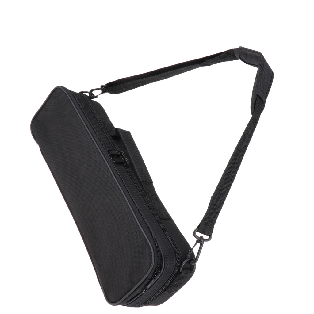 Nylon 16 Hole Flute Case Storage Bag Organizer Black 400x115x80mm