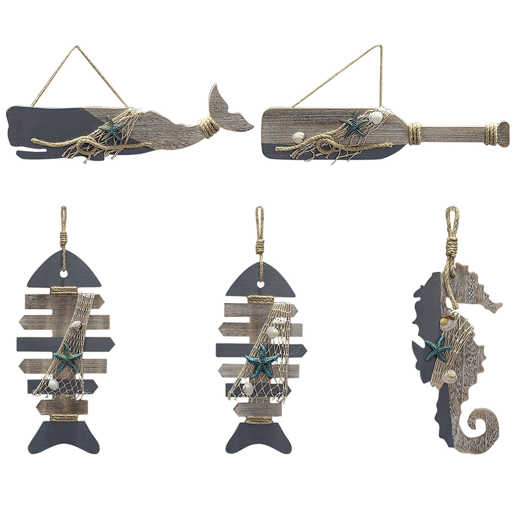 Graffiti Style Fish Shaped ing Pendants Wooden Decor Festival Ornament DIY Craft For Home Bar Hotel