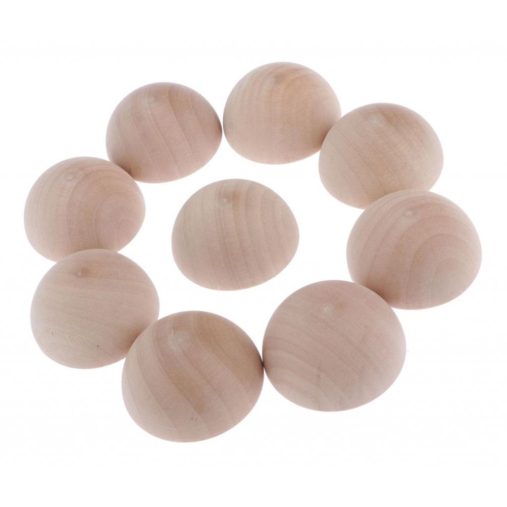 MagiDeal 10/set Natural Solid Wood Blocks Hemisphere Ball for Photo Prop 5cm