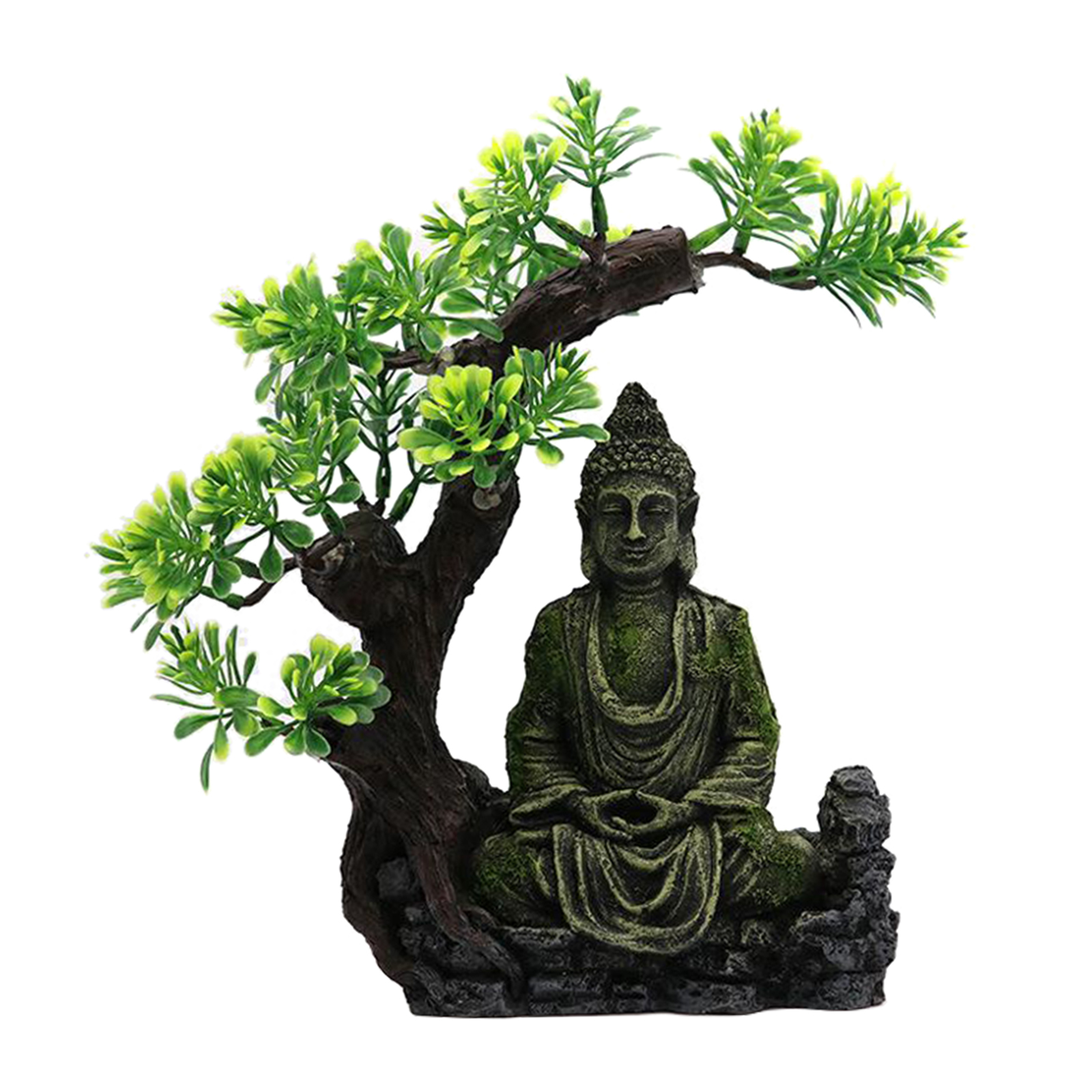 Antique Crafts Moss Zen Buddha Figurine Aquarium Scene Fish Tank Home Decor