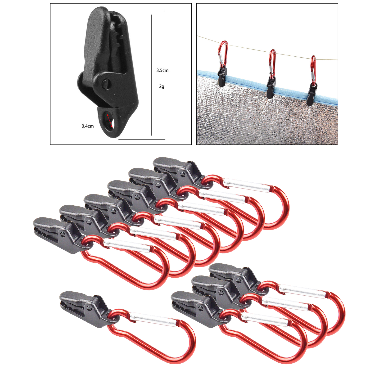 10pcs Heavy Duty Tarp Clips Tent Clamps Holding Up Alligator Mouth Buckle