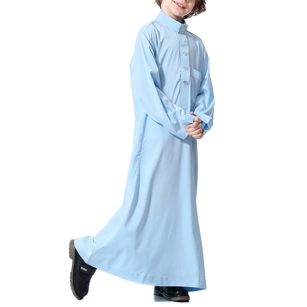Stand Collar Arab Dubai Robe Jubba Clothes for All Seasons Wear VHFIStj Middle East Long Sleeves Thobes for Kids Boys 