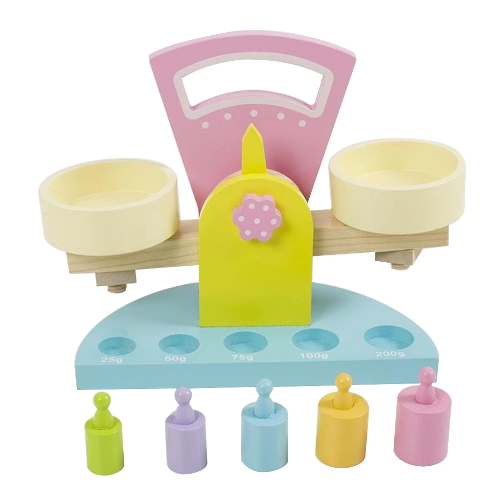 Wooden Balance Scale Toy Montessori Weighing Scale Early Education Game Toys Preschool Training Toys For Kids