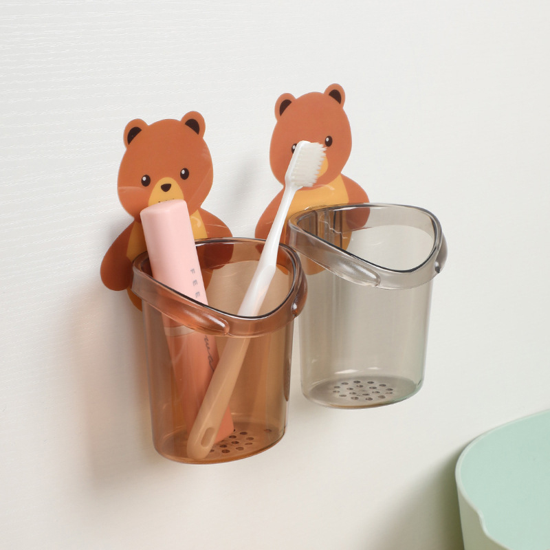Bear Hug Storage Cup Punch-Free Drainable Multifunctional Toothbrush Holder