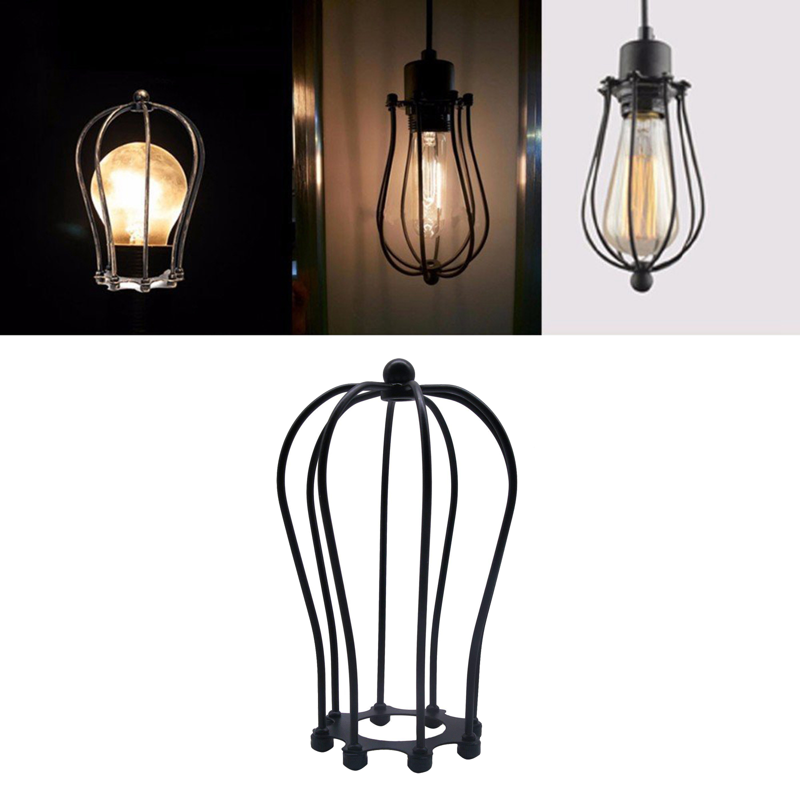 Metal Guard for Ceiling Lamp, Pendant String Light and Vintage Lamp Shades/Cover, Industrial Wire Fixture Iron Bird Cage