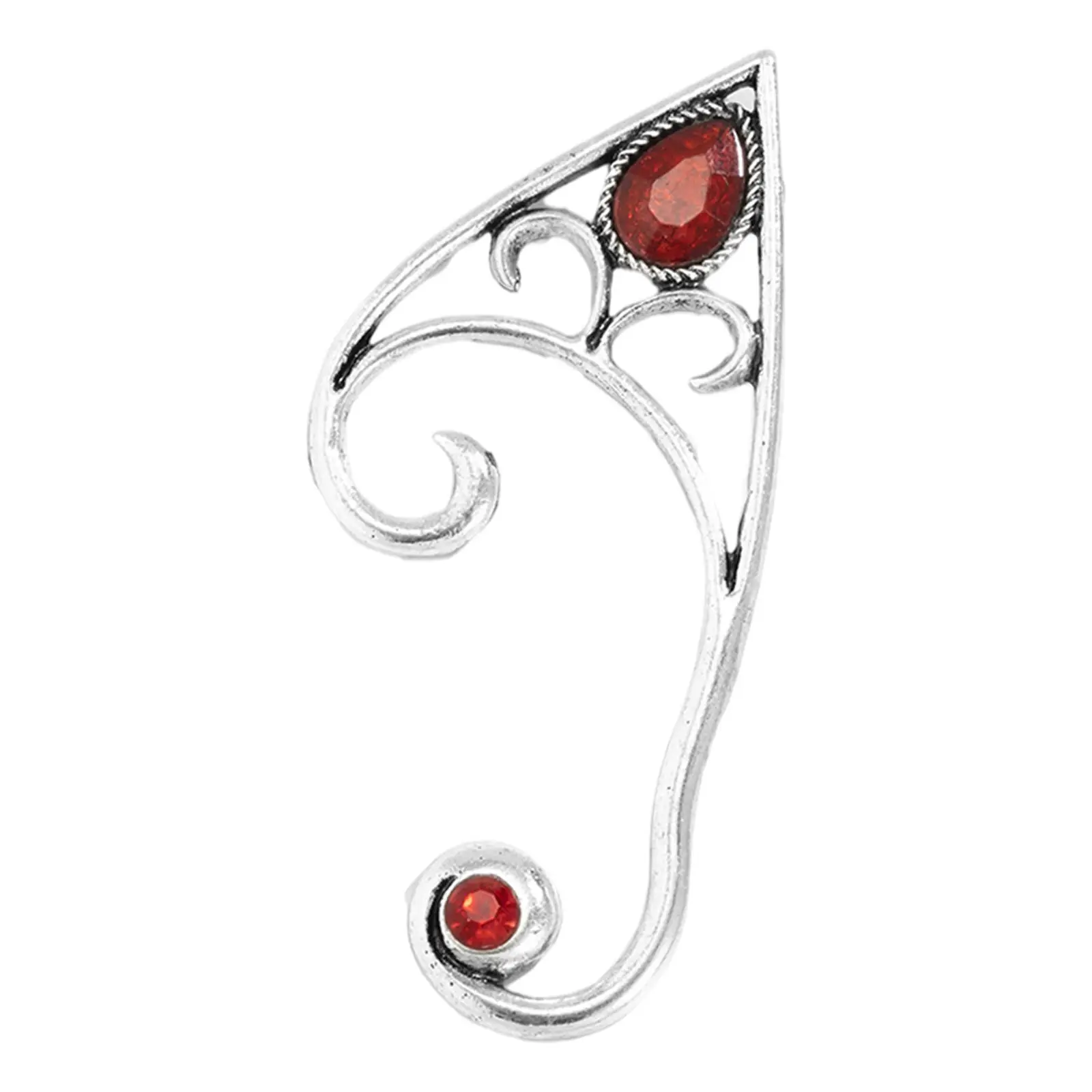 Alloy Creative Hollow Ear Cuff Left Ear Clip Clip-on Jewelry for Women Girls Silver for Halloween Costume Wedding Single