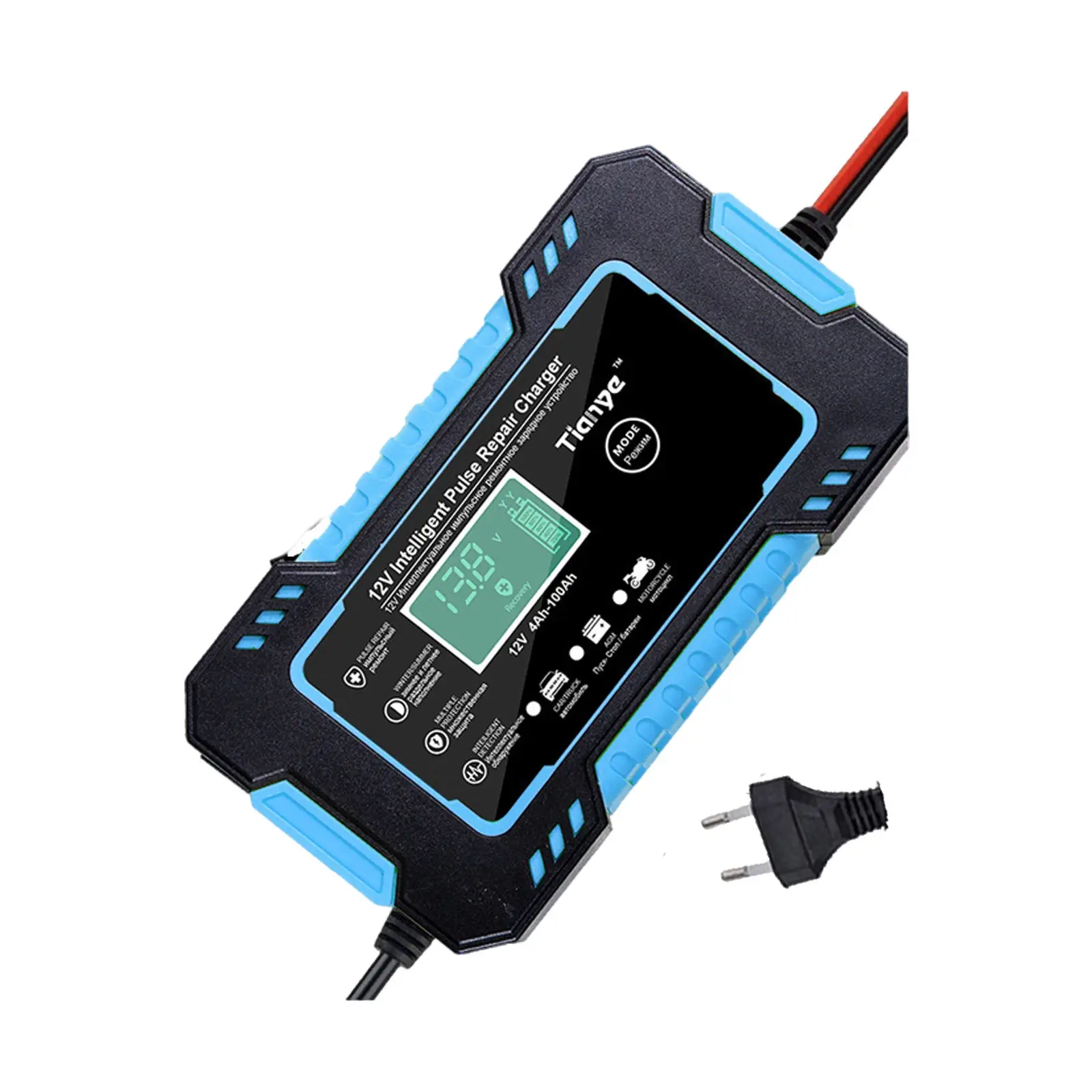 Car Battery Charger 12V 6A Automatic Battery Maintainer Intelligent Fit for Motorcycle Car Truck Output Short Protection