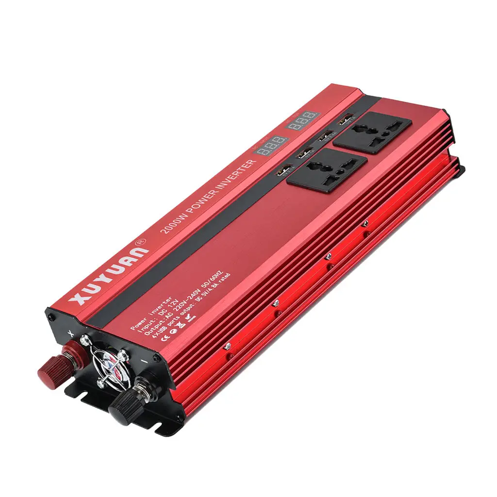 Standard 2000W Car Auto Power Inverter Low Power Converter 12V To 220V with LED Display