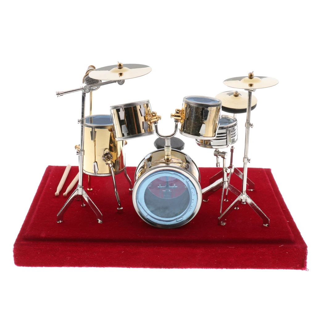 1/12 Dollhouse Miniature Drum Set Model Musical Instrument Figures Accessory