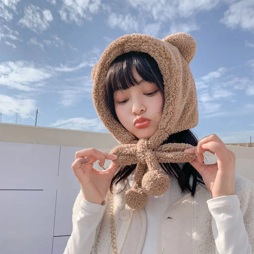 Fashion Bear Ear Hat Funny Ear Protection for Photo Prop Autumn Winter