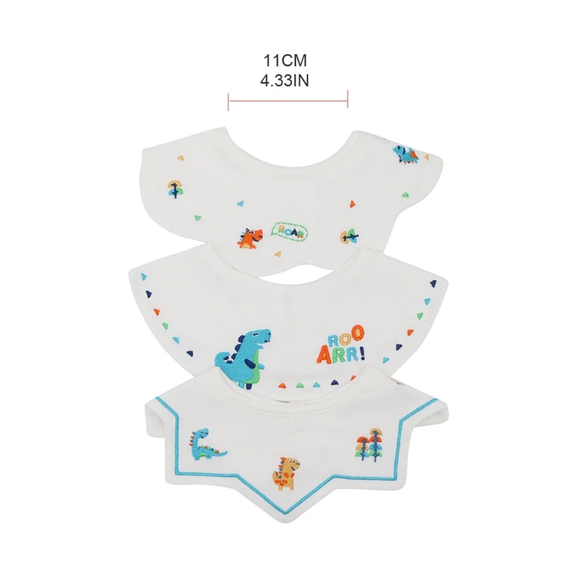 3 Pcs/Set 360 ​​° Rotate Baby Feeding Drool Bibs Collar Decoration Embroidery Saliva Towel Cotton Anti-Stain Burp Cloth D08C new born baby accessories	