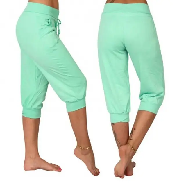 Women Solid Color Mid Rise Pockets Drawstring Slim Pants Cropped Trousers Yoga  Pants Female Short pants Summer Sweatpants - AliExpress