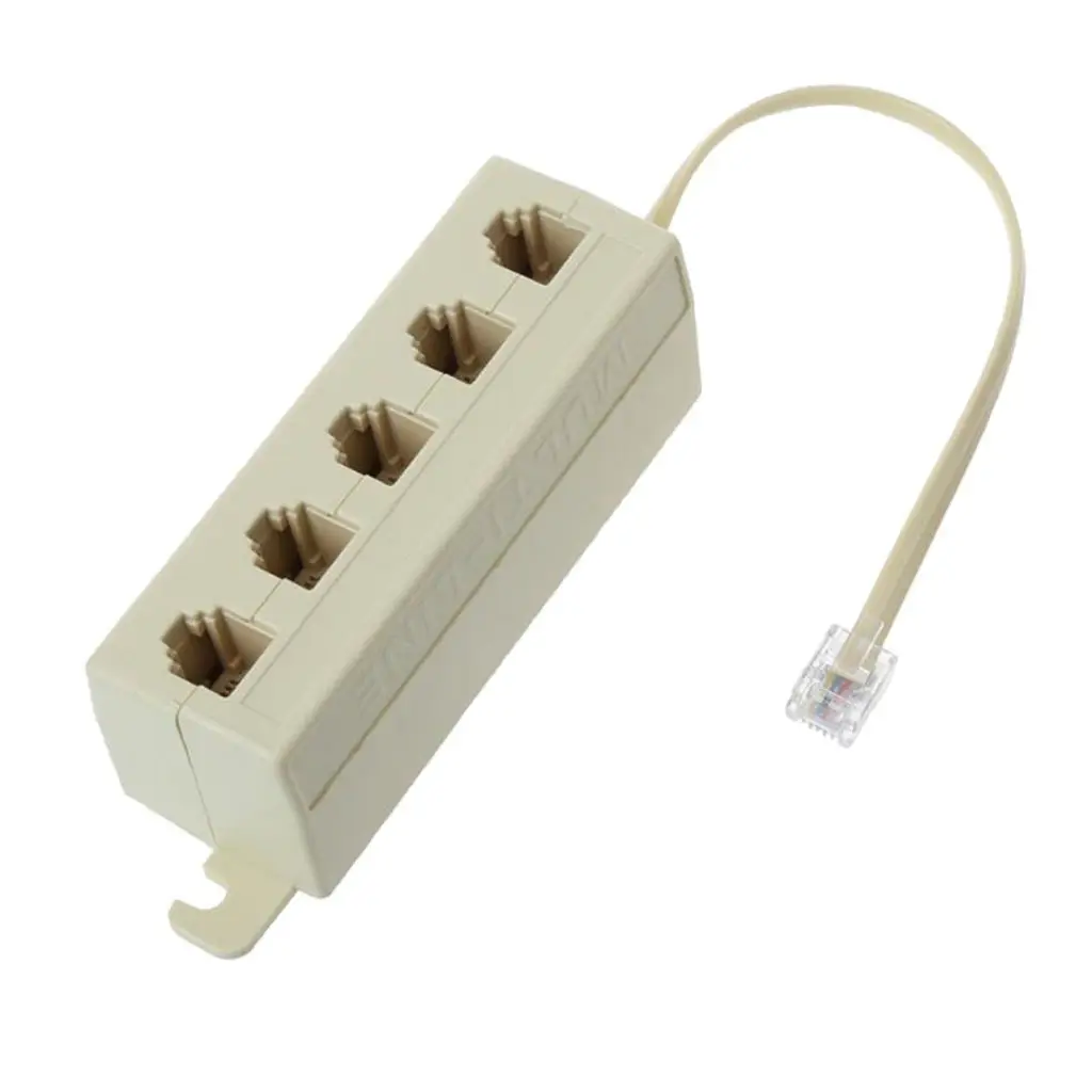 Telephone Splitter, RJ11 6P4C 1 Male - 5 Way Telephones Plug Line Separator for Landline - White