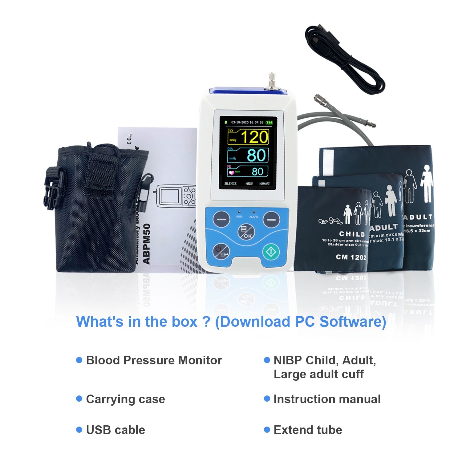 Best of Arm Ambulatory Blood Pressure Monitor 24hours NIBP Holter CONTEC ABPM50+ Adult, Child , Large , 3 Cuffs, Free PC Software Reviews & Tips - Image 3