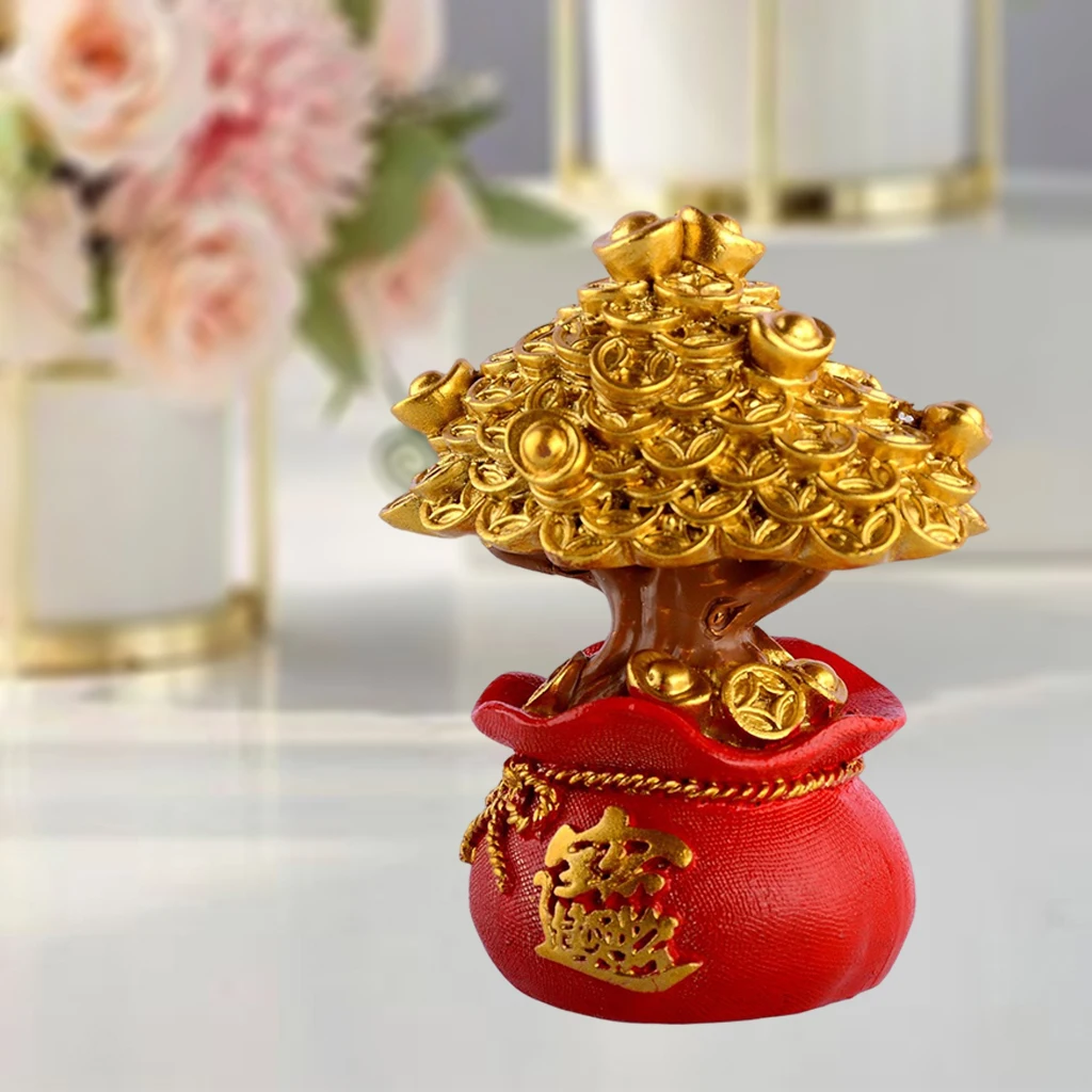 2xMoney Tree Feng Shui Ornaments Table Top Lucky Tree Home Office Decor Style 1