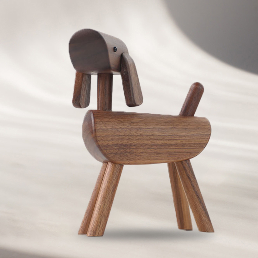 Wooden Dog Statue Decoration, Figurines Home Decor, Puppy Dogs Lovers Living Room Bedroom Office Desktop Shelf Ornament