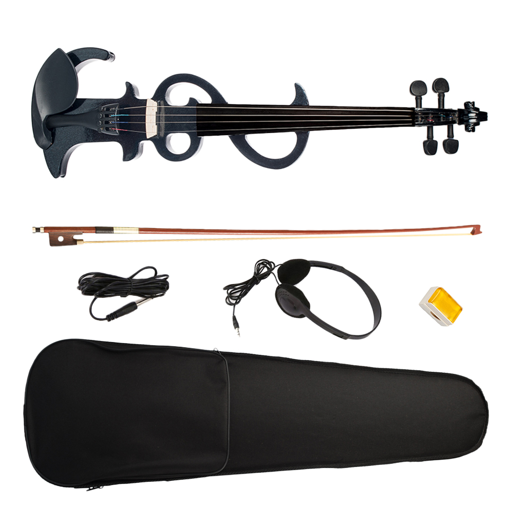 Full Size Electric/Silent Violin Fiddle Kit with Violins Accessories Set for Violinist(Black)