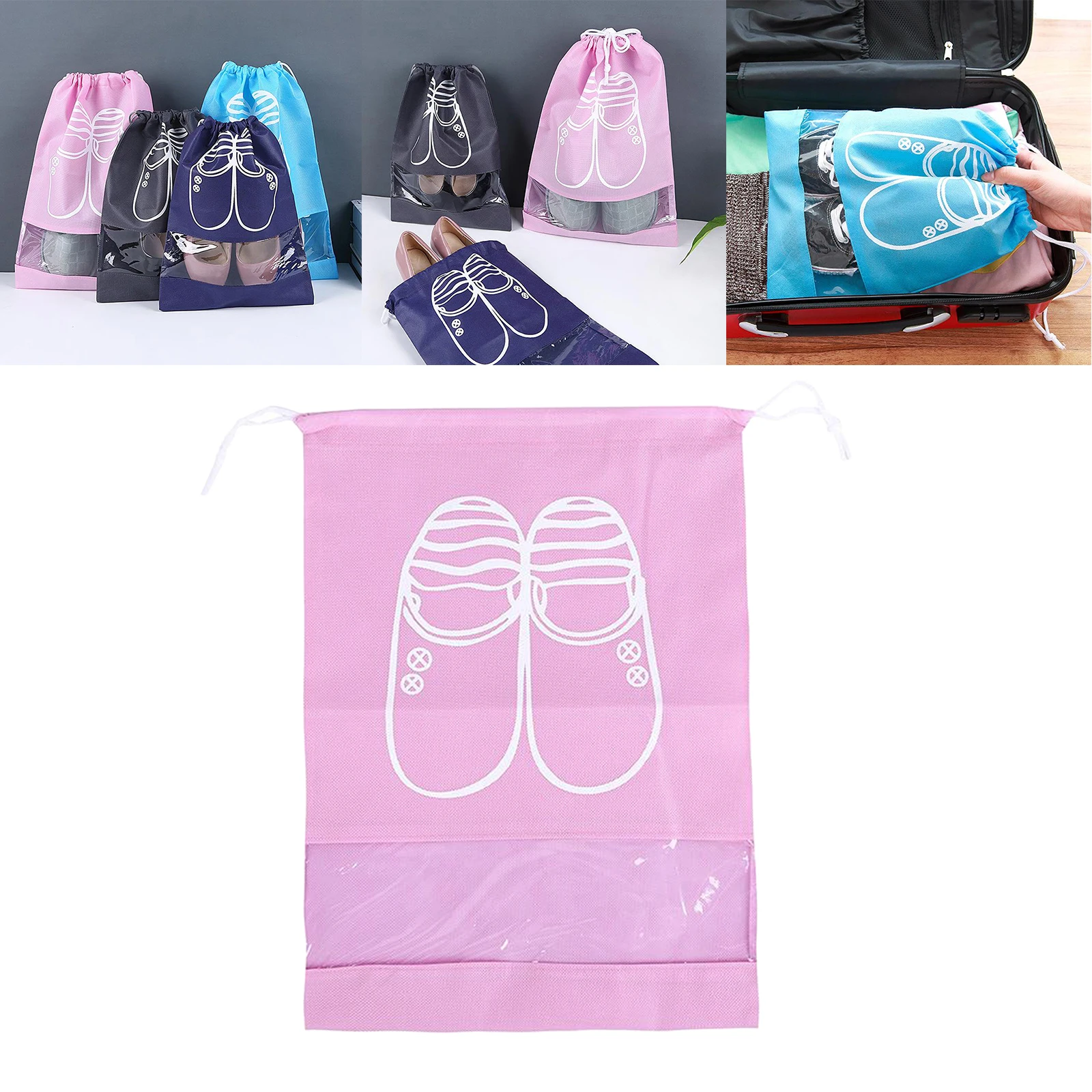 Drawstring Shoes Storage Bag Travel Storage Organizer Portable Package Bags Drawstring Shoe Storage Bag Travel Sundries Pouch