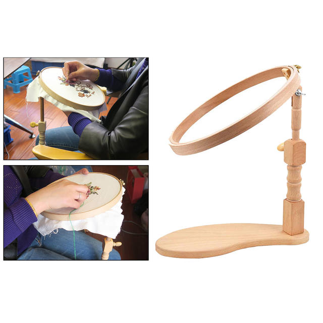 360 Degree Rotation Adjustable Wooden Embroidery Hoop Desktop Stand Cross  Stitch Rack Frames Rings Adults Mother Gifts Sewing