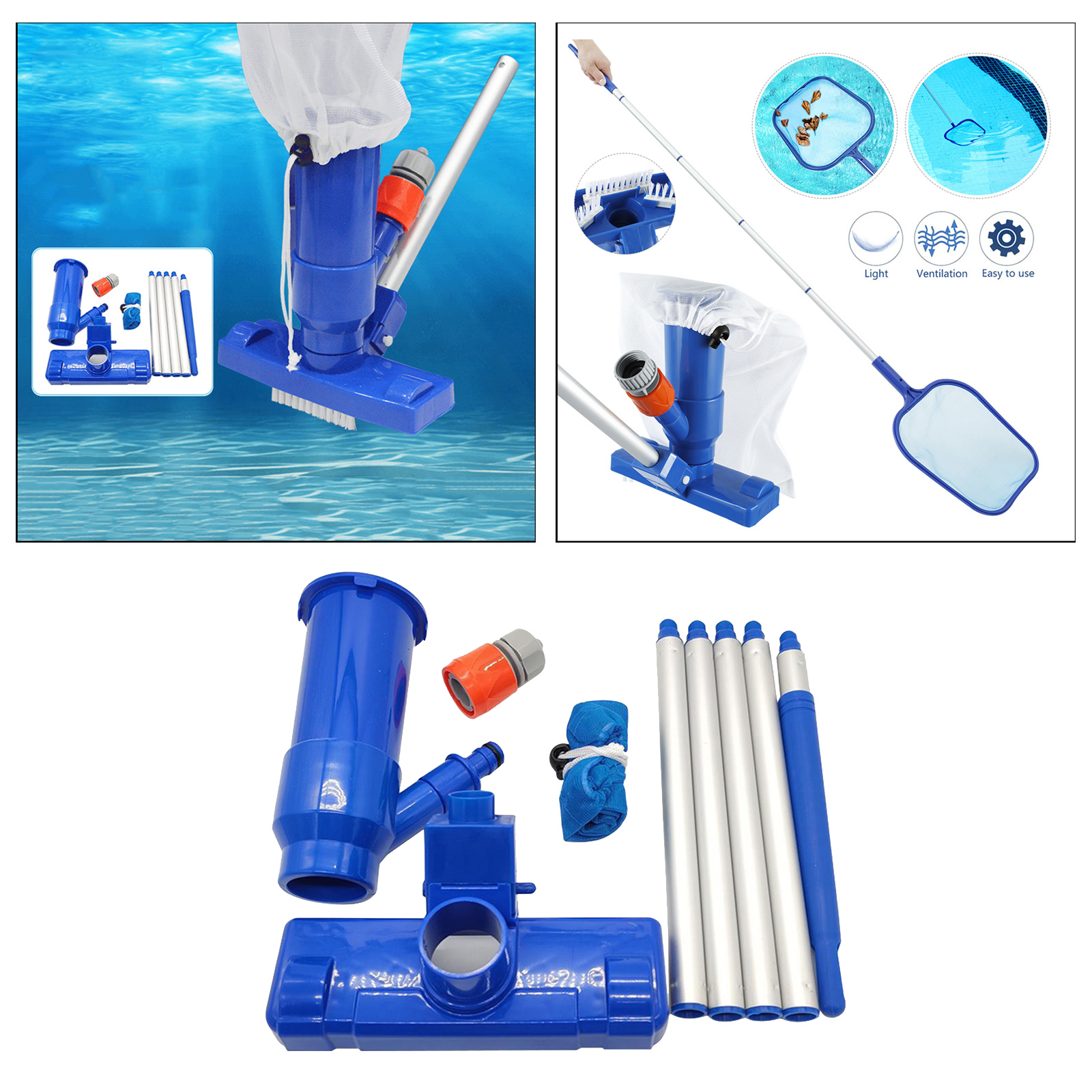 Pool Vacuum Head Kit Pool Jet Cleaner for Ground Swimming Pools Spa Fountain Hot Tub Accessories EU Plug