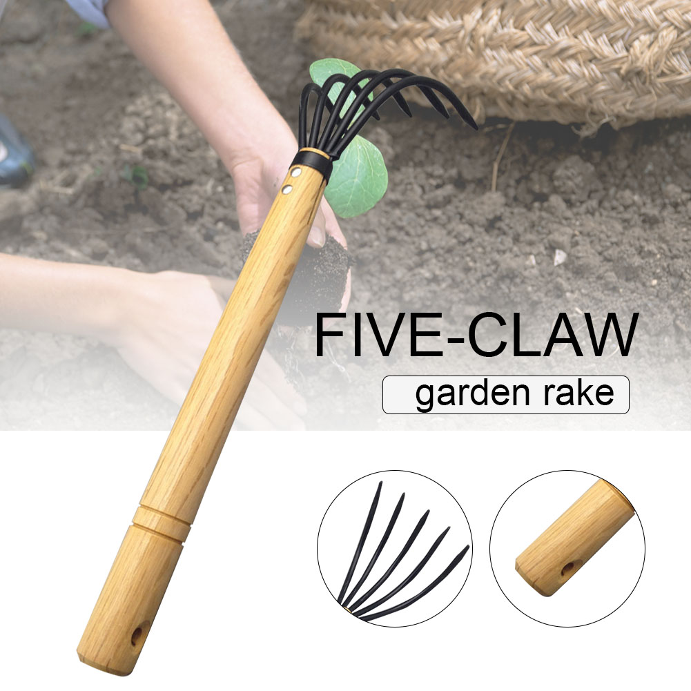 Petit Râteau à Main 9 Dents – Acier Inoxydable, Poignée Plastique, Pour Désherbage Et Jardinage Précis