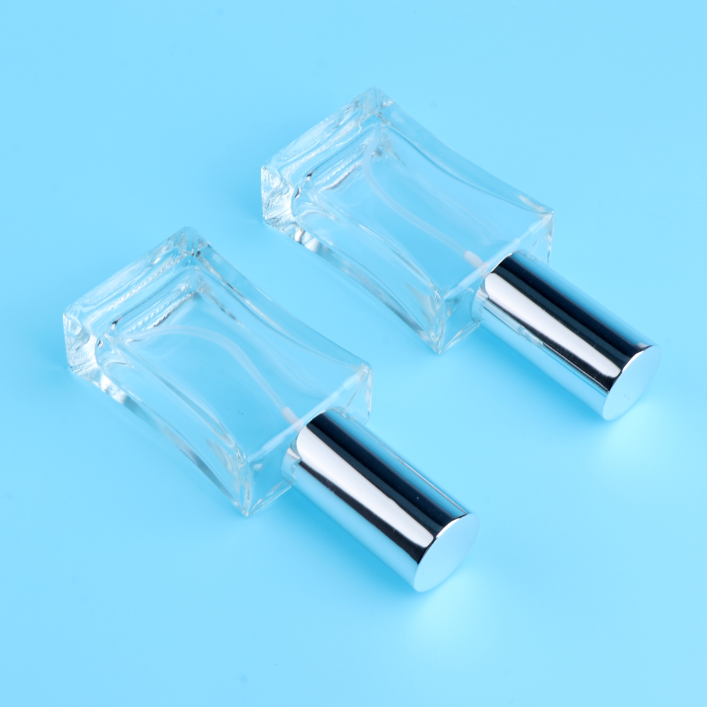 2PCS 50ml Clear Refillable Perfume Bottles, Portable Square Empty Glass Perfume