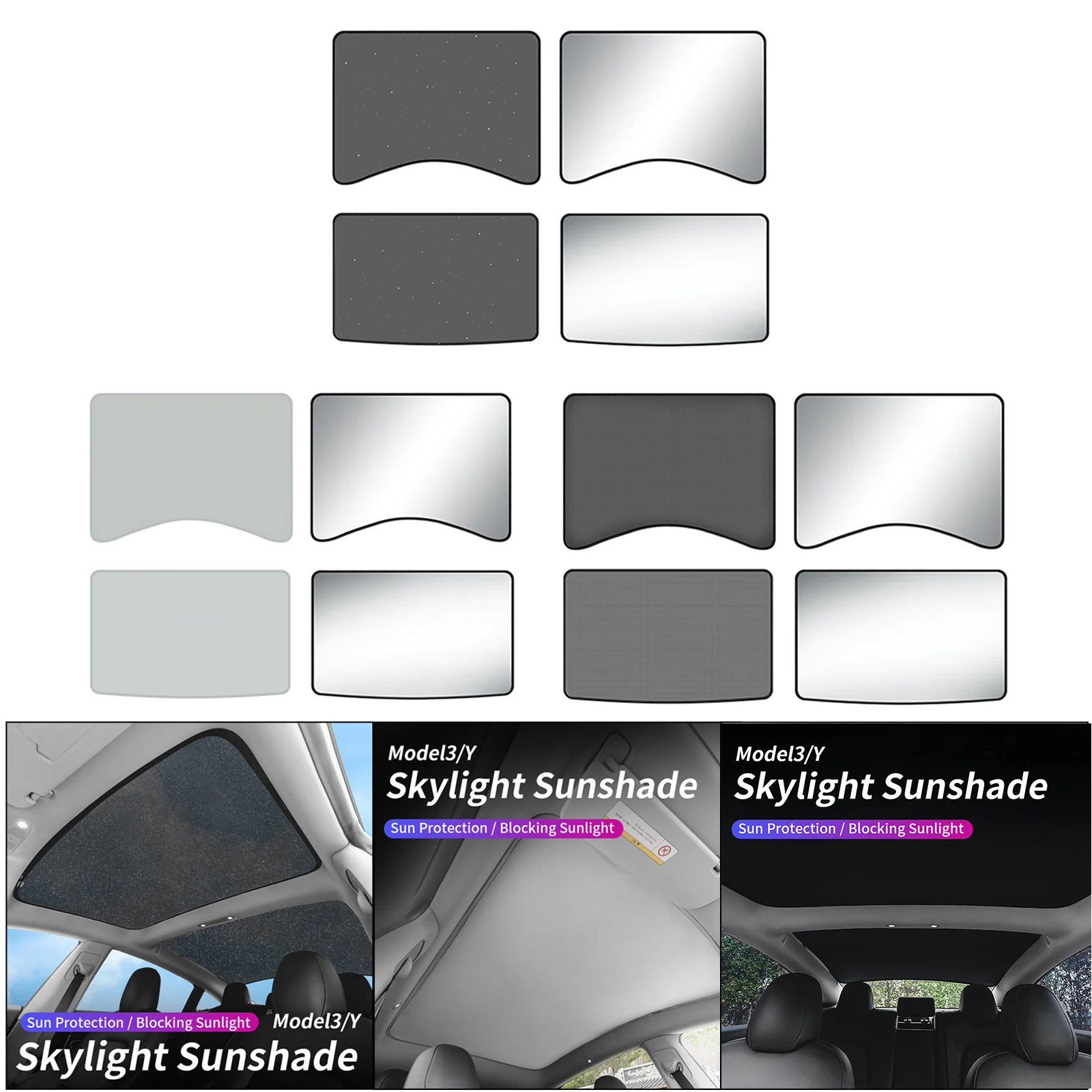 Sun Shades Glass Roof Sunshade for Tesla Model 3 Front Rear Sunroof Windshield Shading Net Car Accessories