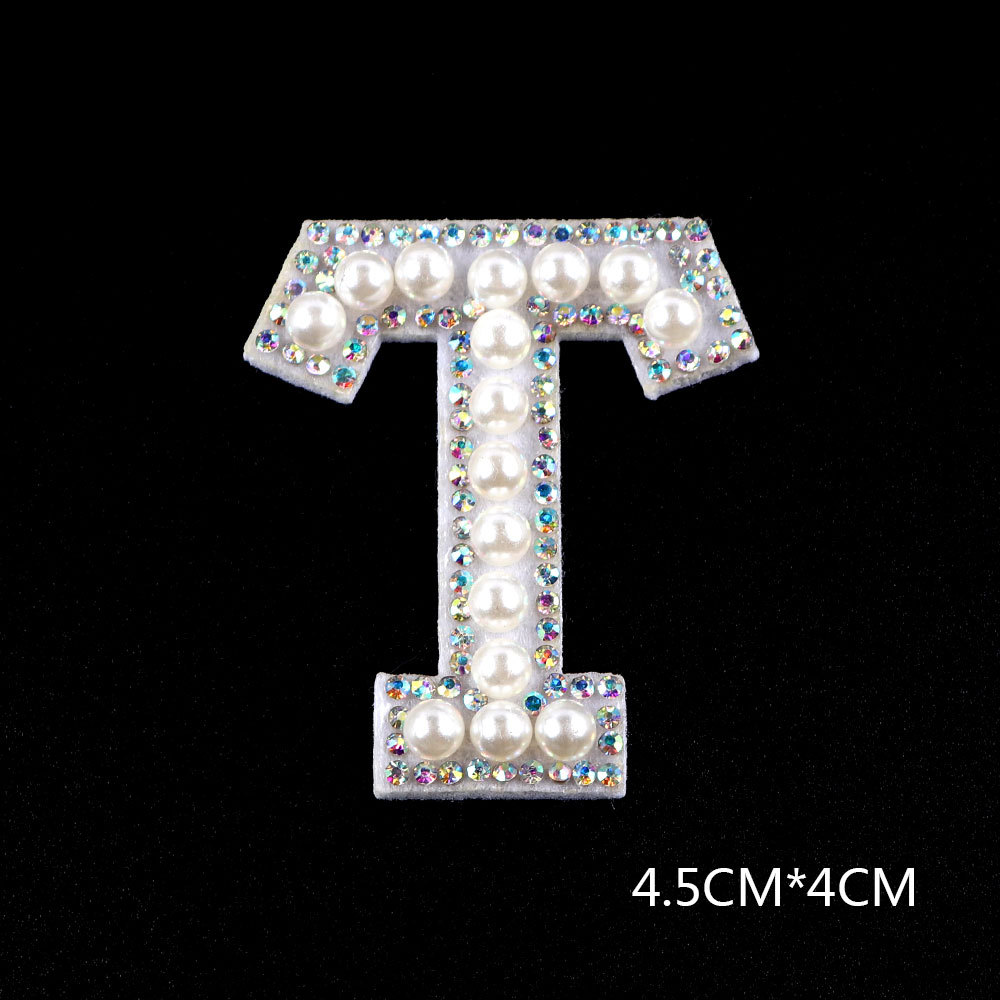 26 brief AB Strass Perle Englisch Alphabet Patch 3D Perlen Aufkleber Mixed Stickerei Patch Für Kleidung Logo Diy Applique – Detail 31